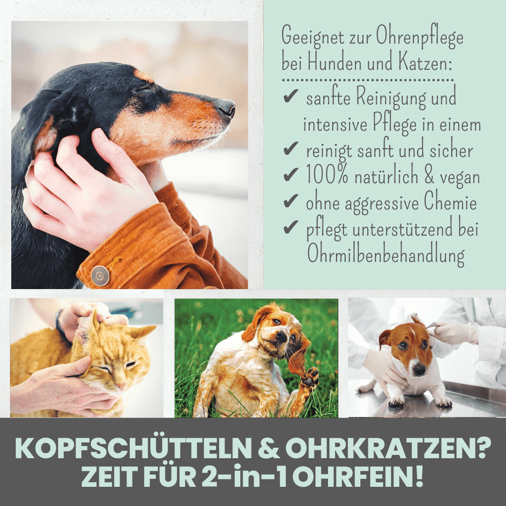 2-in-1 Ohrfein Reinigung & Pflege für Hunde & Katzen