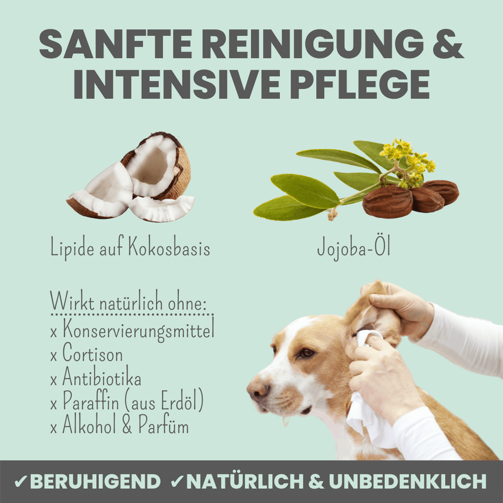 2-in-1 Ohrfein Reinigung & Pflege für Hunde & Katzen