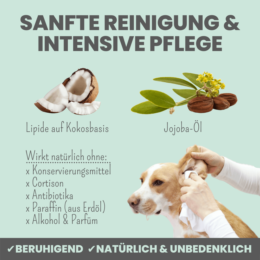 2-in-1 Ohrfein Reinigung & Pflege für Hunde & Katzen